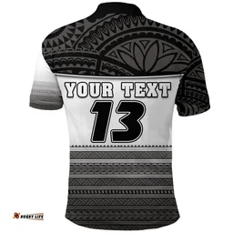 Rugbylife Polo Shirt - (Custom Personalised) Tahiti Rugby Polo Shirt Impressive Version Black - Custom Text and Number K13
