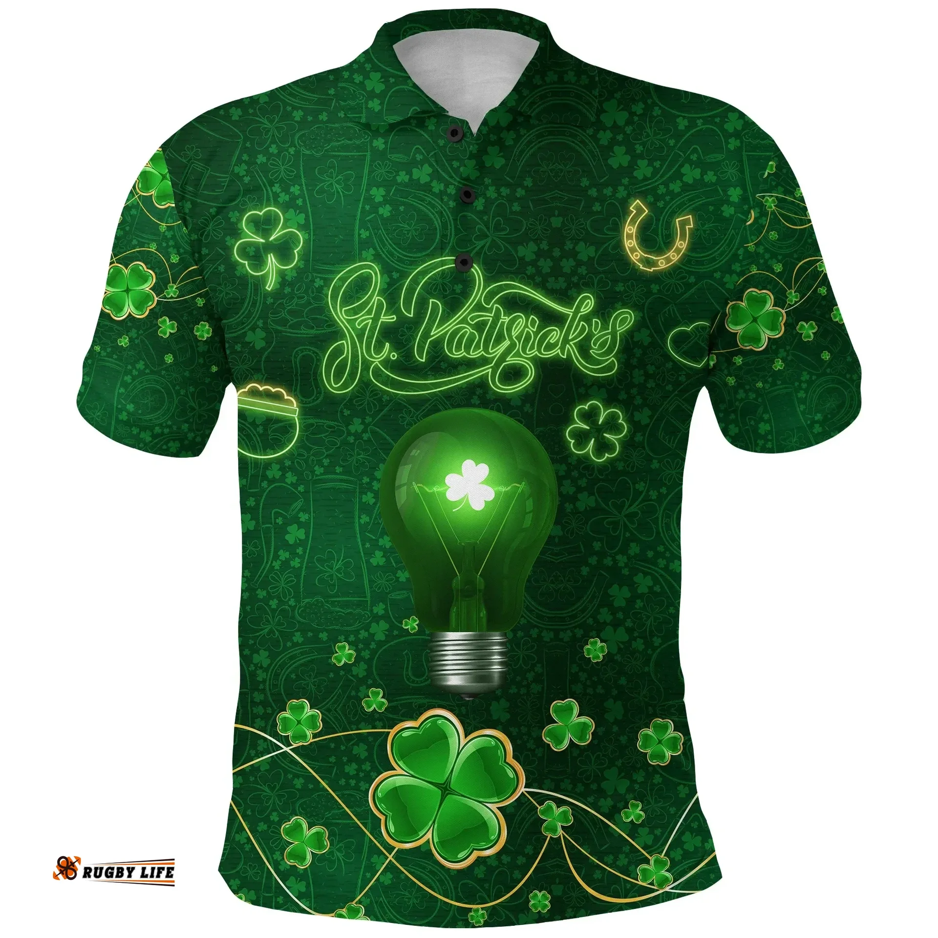 Patrick's Day Polo Shirt Shamrock Vibes K36