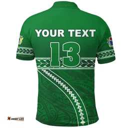 Rugbylife Polo Shirt - (Custom Personalised) Cook Islands Rugby Polo Shirt Simple Style Green - Custom Text and Number K13