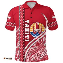 Rugbylife Polo Shirt - (Custom Personalised) Tahiti Rugby Polo Shirt Marvelous Version Red - Custom Text and Number K13