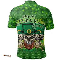 Ireland Polo Shirt Hoodie Happy Skull St. Patrick's Day TH6