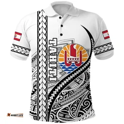 Rugbylife Polo Shirt - (Custom Personalised) Tahiti Rugby Polo Shirt Marvelous Version White - Custom Text and Number K13