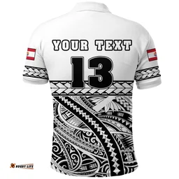 Rugbylife Polo Shirt - (Custom Personalised) Tahiti Rugby Polo Shirt Marvelous Version White - Custom Text and Number K13