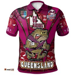 Cane Toads Polo Shirt - Custom Cane Toads Mascot With Aboriginal Inspired Art Polo Shirt