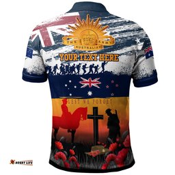 Australian and New Zealand Warriors Army Corps Anzac Day Polo Shirt - For The Fallen, Lest We Forget