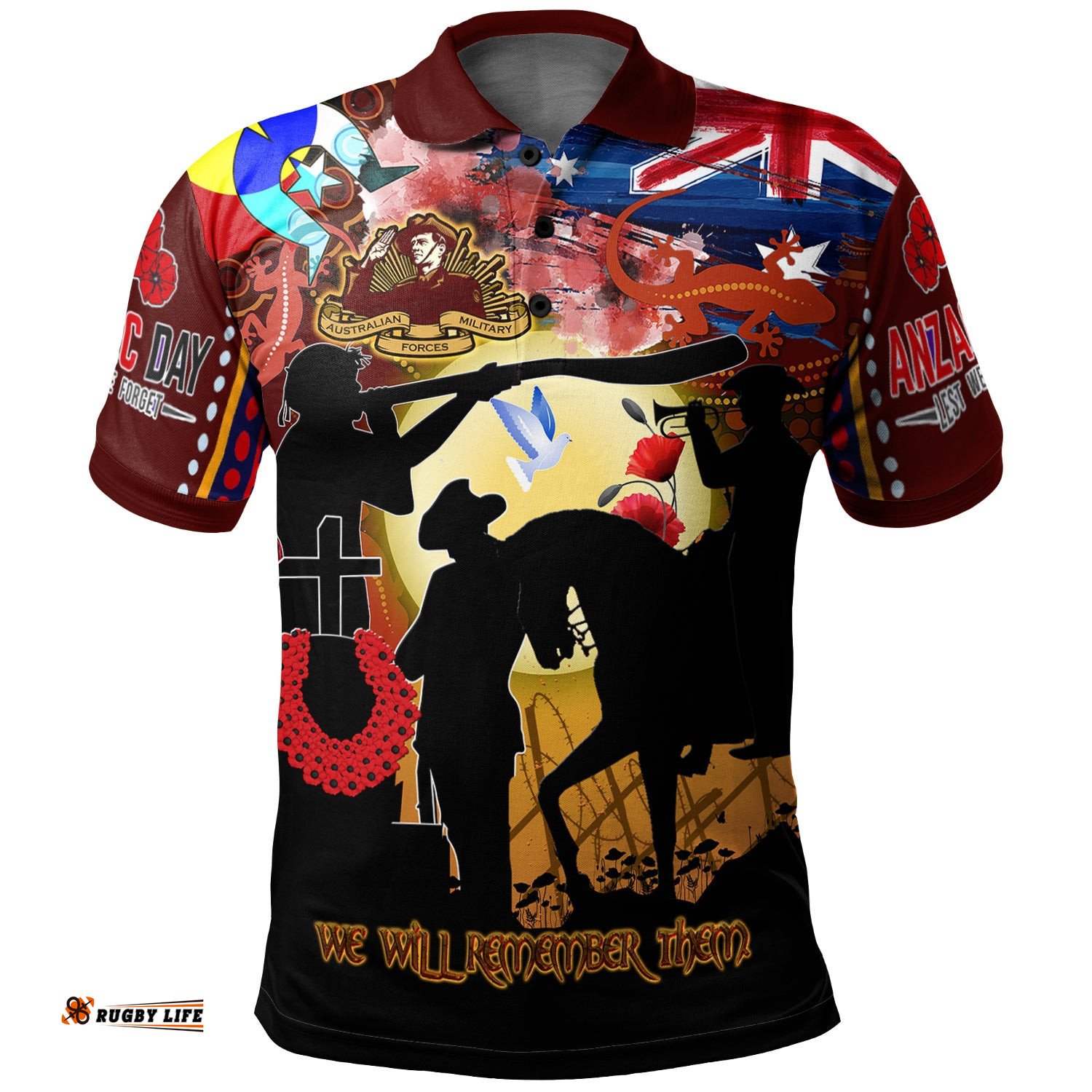 Australia Anzac Day Aboriginal Inspired Brown Polo Shirt - Custom The Aboriginal Inspired and Torres Strait Islander Commemorative Polo Shirt Amazing Aussie