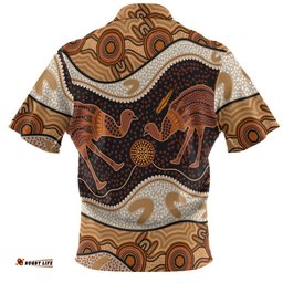 Australia Emu Aboriginal Polo Shirt - Emu Aboriginal Painting Polo Shirt