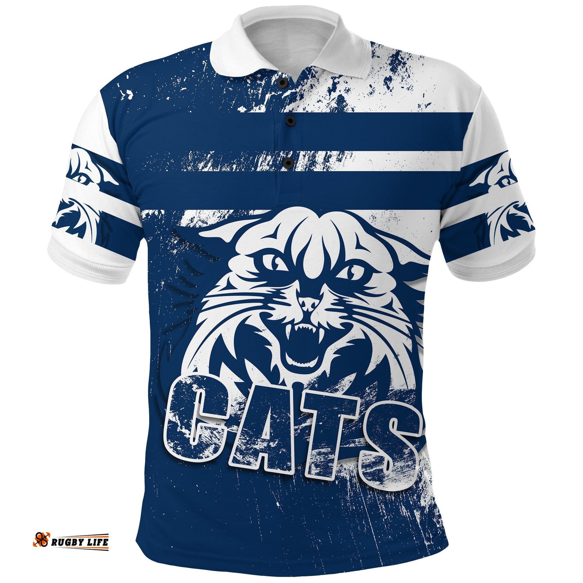 Cats Polo Shirt Geelong Style Grunge