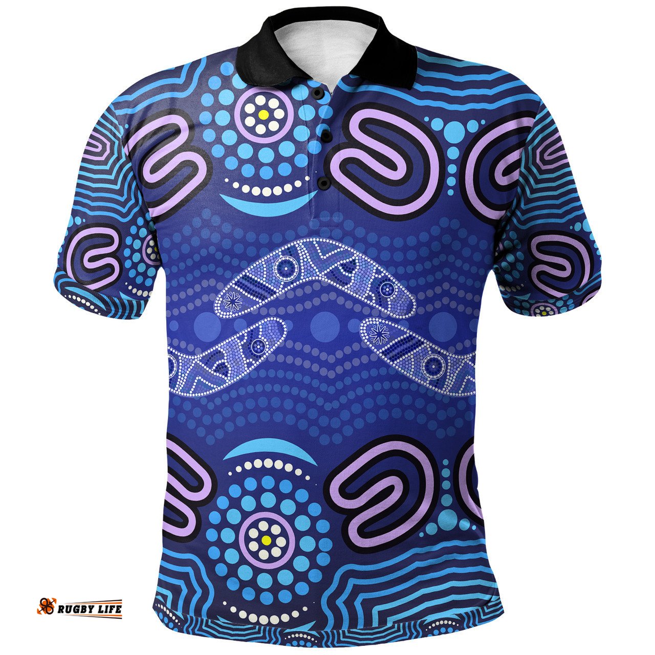 Australia Aboriginal Inspired Polo Shirt - Boomerangs And Dot Painting Art Ver02