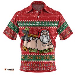 Australia Christmas Custom Polo Shirt - Merry Chrismas I'm Laying On Your Present Polo Shirt