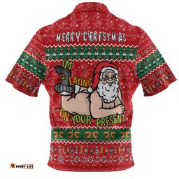 Australia Christmas Custom Polo Shirt - Merry Chrismas I'm Laying On Your Present Polo Shirt