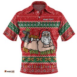 Australia Christmas Custom Polo Shirt - Merry Chrismas I'm Laying On Your Present Polo Shirt
