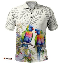 Australia Rainbow Lorikeets Polo Shirt - Rainbow Lorikeets Birds Art Polo Shirt