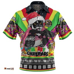 Penrith Panthers Christmas Custom Polo Shirt - Penrith Panthers Santa Aussie Big Things Christmas Polo Shirt