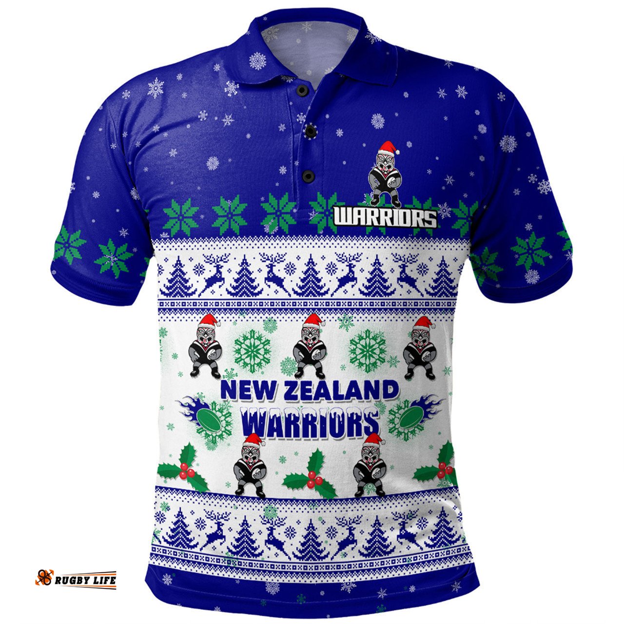 New Zealand Warriors Christmas Custom Polo Shirt - Special Ugly Christmas Polo Shirt