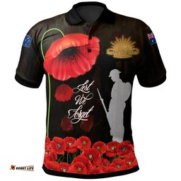 Australia Anzac Polo Shirt - Remembrance Poppy Flowers