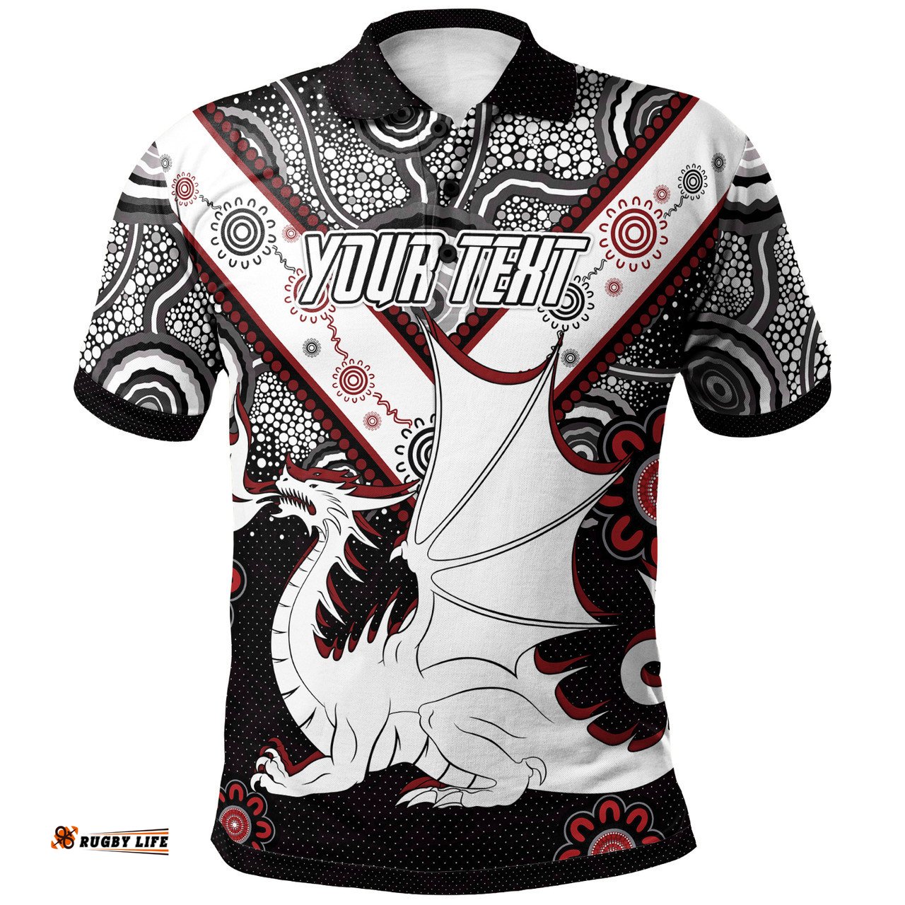 Australia Illawarra and St George Polo Shirt - Custom Aboriginal Inspired Dragon Polo Shirt