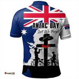 Australia Anzac Day Polo Shirt - Anzac Day With Map And Flag Australia Polo Shirt