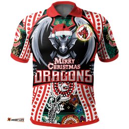 St. George Illawarra Dragons Indigenous Christmas Custom Polo Shirt - Merry Christmas Dragons Polo Shirt
