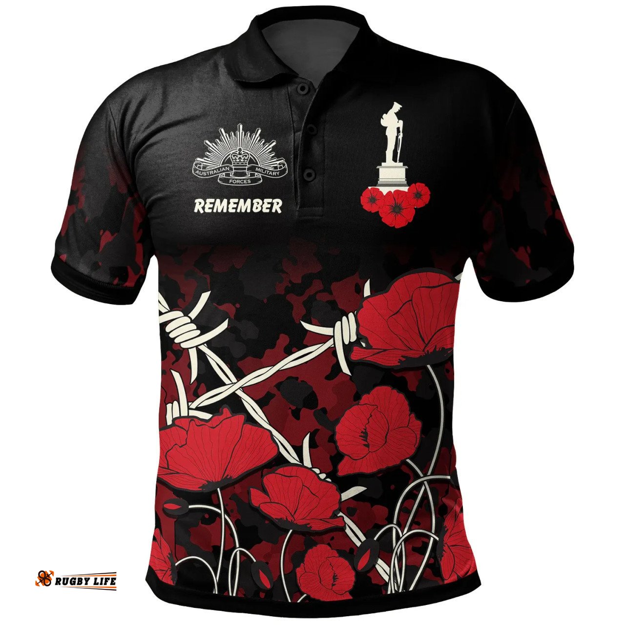 Australia Anzac Polo Shirt - Anzac with Remembrance Poppy Flower Ver2