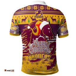 Brisbane Broncos Christmas Polo Shirt - Merry Christmas Broncos 1992 Retro Heritage Jersey Custom Polo Shirt