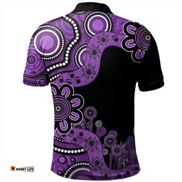 Australia Polo Shirt Aboriginal Indigenous Dot Painting Purple