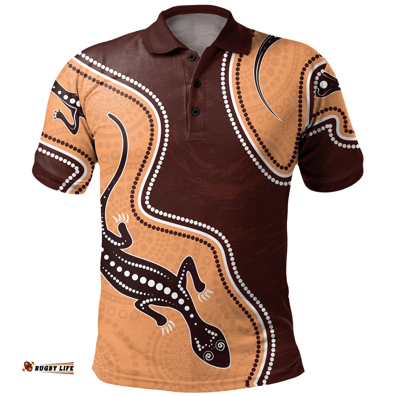 Australia Aboriginal Inspired Polo Shirt - Aboriginal Lizard Art Polo Shirt