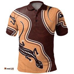 Australia Aboriginal Inspired Polo Shirt - Aboriginal Lizard Art Polo Shirt
