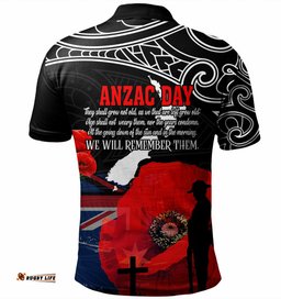 New Zealand Warriors Anzac Day Custom Polo Shirt - Maori New Zealand Warriors Anzac Day Poppies Polo Shirt