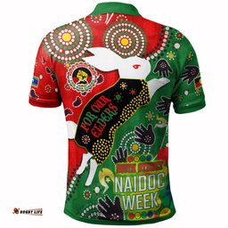 South Sydney Rabbitohs Polo Shirt - Custom Souths Naidoc For Our Elders Watercolour Dot Painting