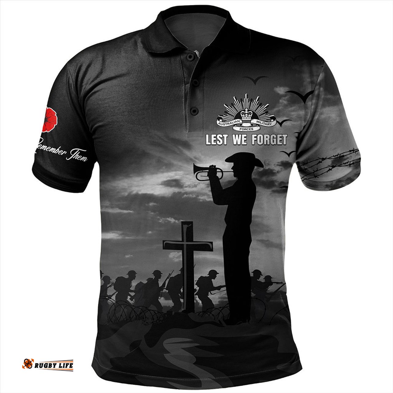 Australia Polo Shirt Lest We Forget Remember Soldiers