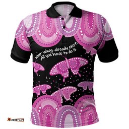 Australia Polo Shirt - Aboriginal Pink Butterflies Art Inspired
