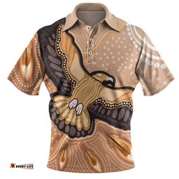 Australia Eagle Aboriginal Polo Shirt - Aboriginal Eagles With Feathers Aboriginal Dot Art Painting Polo Shirt