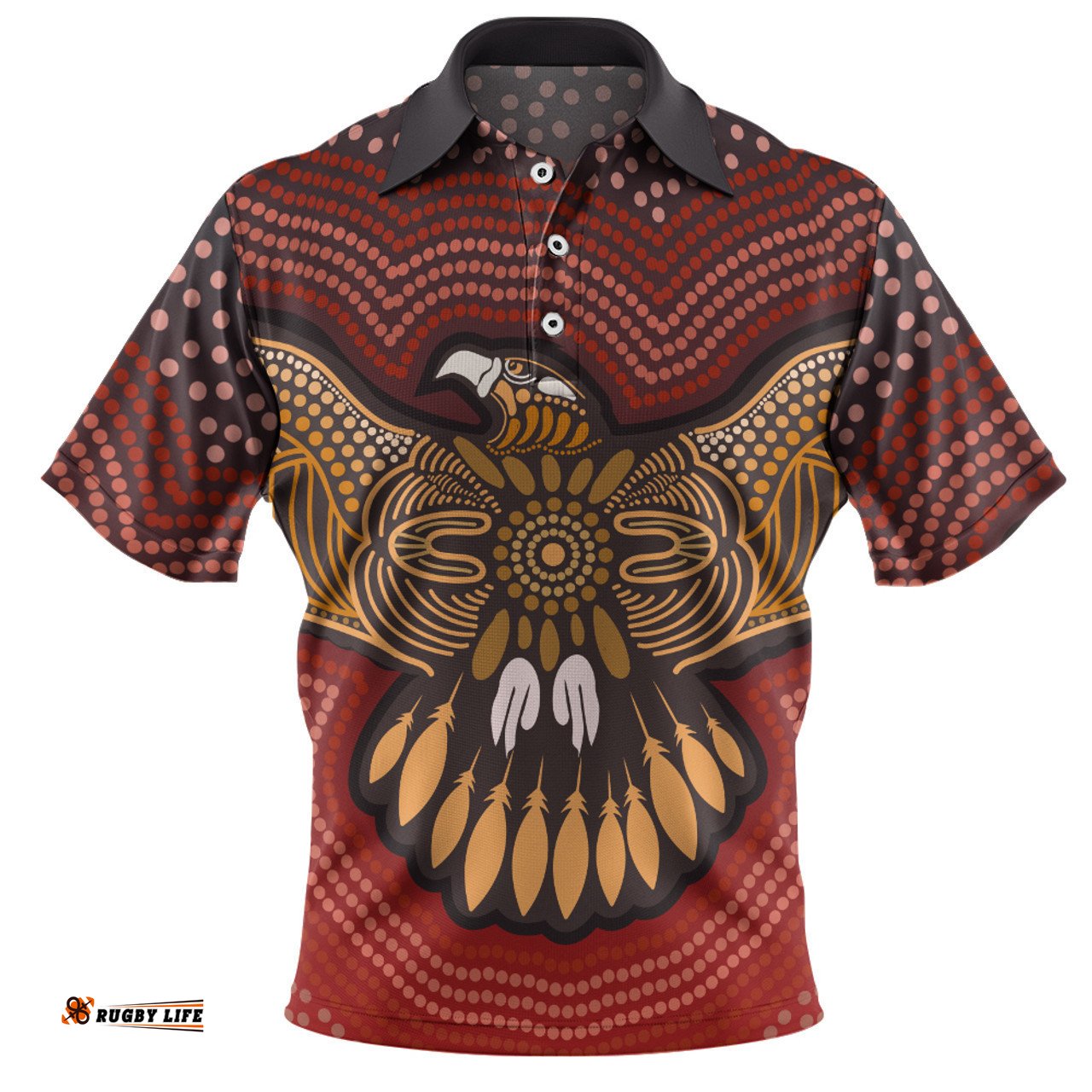 Australia Eagle Aboriginal Polo Shirt - Aboriginal Dot Art With Eagle Flying Polo Shirt