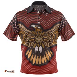 Australia Eagle Aboriginal Polo Shirt - Aboriginal Dot Art With Eagle Flying Polo Shirt