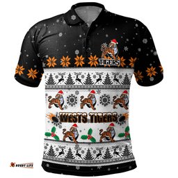 Wests Tigers Christmas Custom Polo Shirt - Special Ugly Christmas Polo Shirt