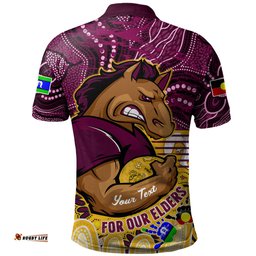 Brisbane Broncos Naidoc Week Custom Polo Shirt - Brisbane Broncos For Our Elders Aboriginal Inspired Polo Shirt