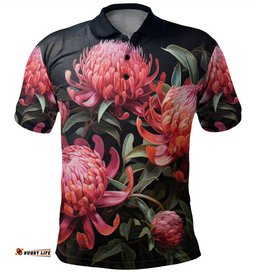 Australia Waratah Polo Shirt - Red Waratah Flowers Fine Art Ver3 Polo Shirt