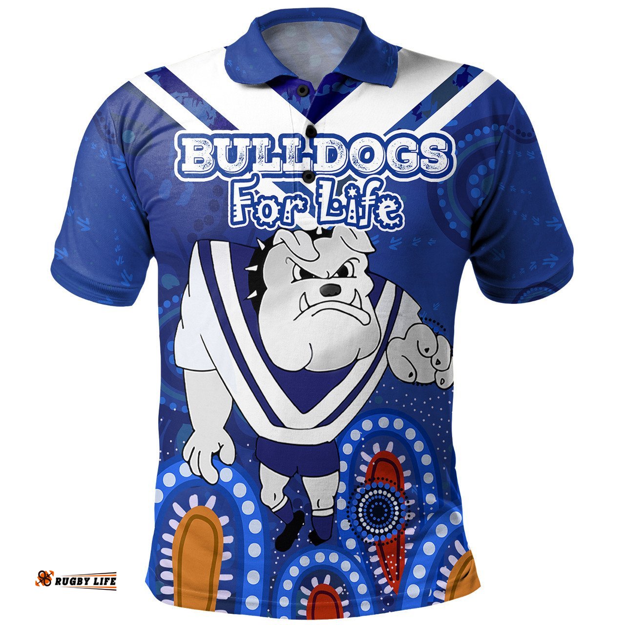 Canterbury-Bankstown Bulldogs Custom Polo Shirt - Bulldogs For Life With Aboriginal Style Polo Shirt