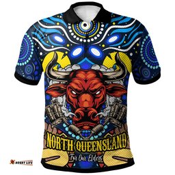North Queensland Cowboys Naidoc Custom Polo Shirt - Aboriginal Inspired Dot Painting Style Polo Shirt