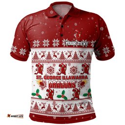 St. George Illawarra Dragons Christmas Custom Polo Shirt - Special Ugly Christmas Polo Shirt