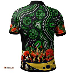 Parramatta Eels Custom Polo Shirt - Anzac Parramatta Eels Aboriginal Inspired with Flower Polo Shirt