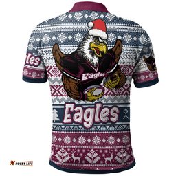 Australia Sea Eagles Polo Shirt - Custom Eagles Mascot Knitted Christmas Patterns Polo Shirt
