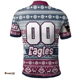 Australia Sea Eagles Polo Shirt - Custom Eagles Mascot Knitted Christmas Patterns Polo Shirt
