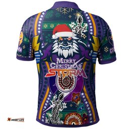 Melbourne Storm Christmas Polo Shirt - Custom Merry Christmas Indigenous Melbourne Storm Polo Shirt
