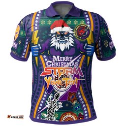 Melbourne Storm Christmas Polo Shirt - Custom Merry Christmas Indigenous Melbourne Storm Polo Shirt