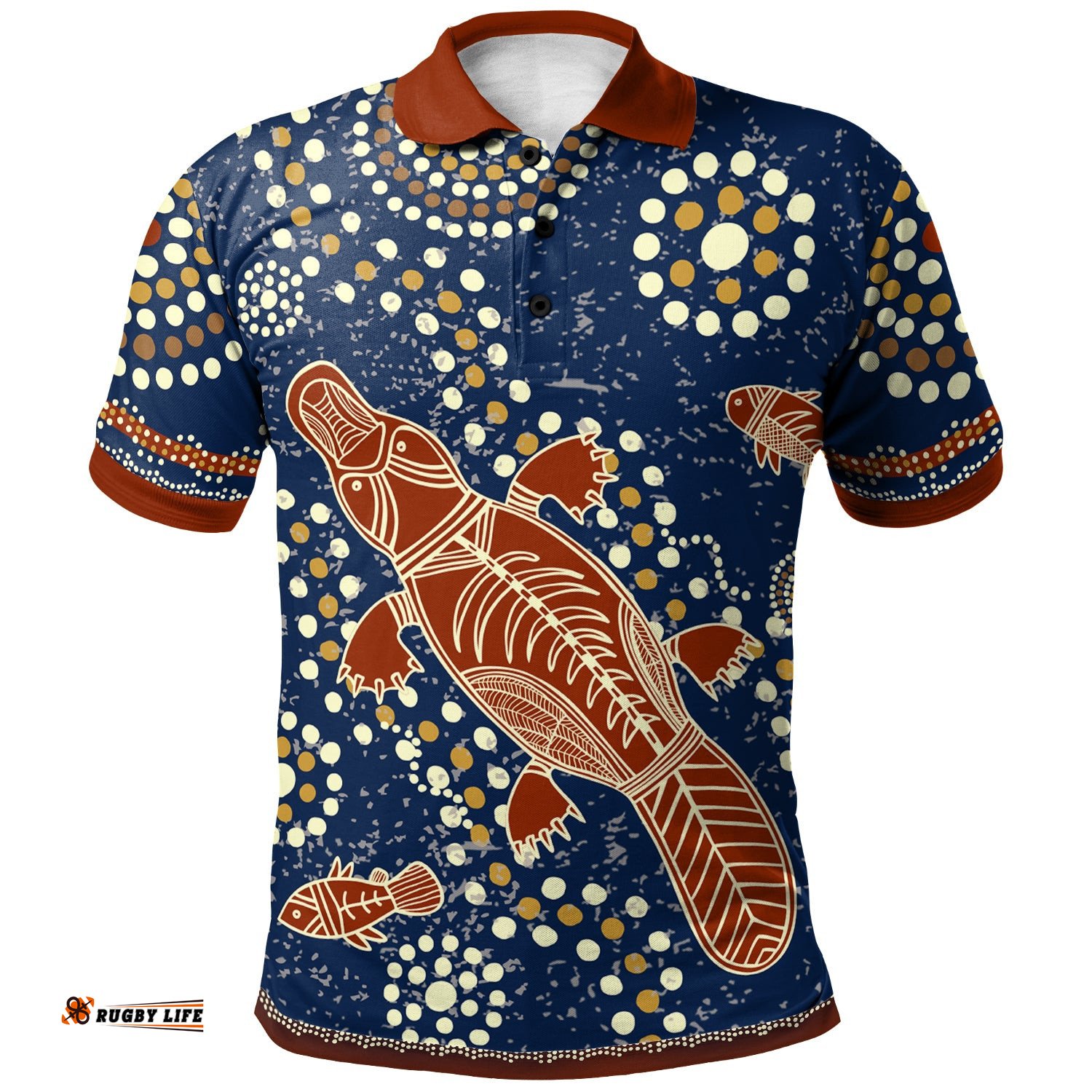 Australia Aboriginal Inspired Polo Shirt - Platypus And Fish Patterns Polo Shirt Amazing Aussie