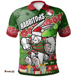 South Sydney Rabbitohs Polo Shirt - Custom Christmas Tree Rabbit Ball Polo Shirt