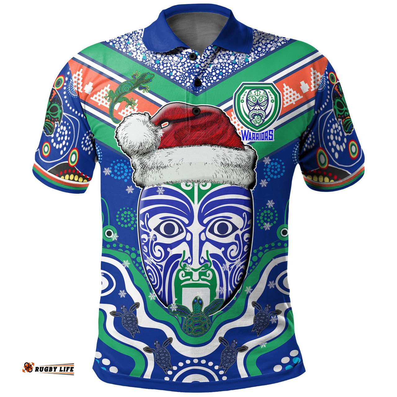 New Zealand Warriors Christmas Polo Shirt - Custom Merry New Zealand Warriors Christmas Indigenous Polo Shirt