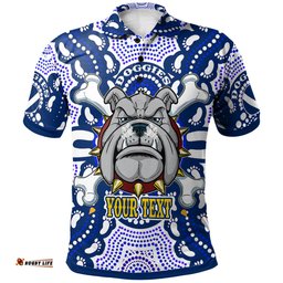 Canterbury-Bankstown Bulldogs Custom Polo Shirt - Indigenous Super Berries Tribal Footprints